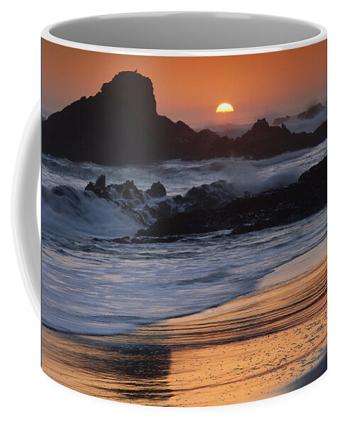 00175283 Coffee Mug featuring the photograph Crashing Surf On Rocks At Sunset Point by Tim Fitzharris