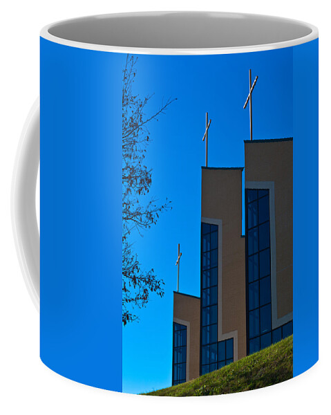 Church Coffee Mug featuring the photograph Crosses of Livingway Church by Ed Gleichman