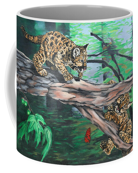 Cubs Coffee Mug featuring the painting Cubs at Play by Wendy Shoults