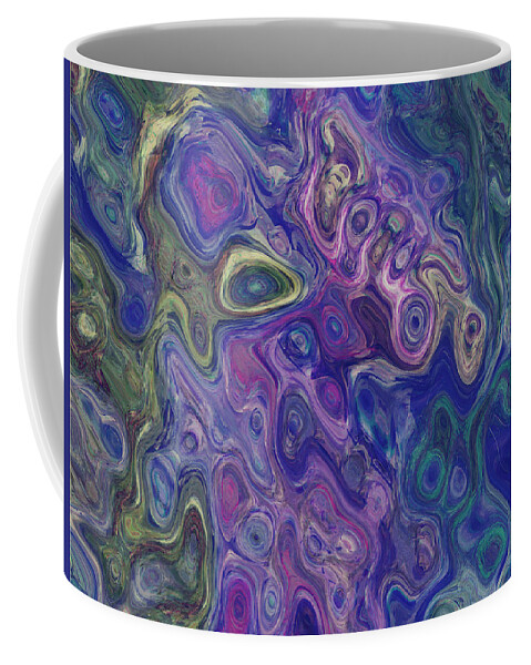Abstract Coffee Mug featuring the digital art Curlyque Blue Abstract by Debbie Portwood