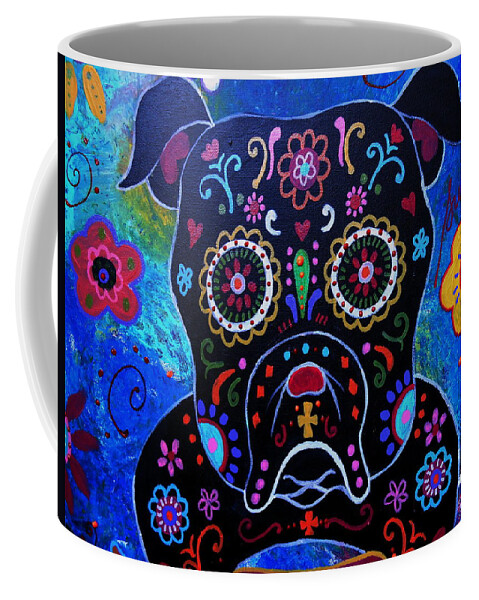 Bulldog Coffee Mug featuring the painting Day Of The Dead Bulldog by Pristine Cartera Turkus