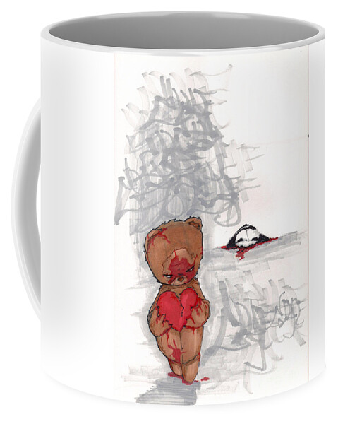 Panda Coffee Mug featuring the drawing Death Of Glyf by Ricky Dequit