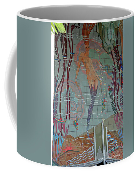  Coffee Mug featuring the photograph 'Deco Mermaid of Avalon' by PJQandFriends Photography