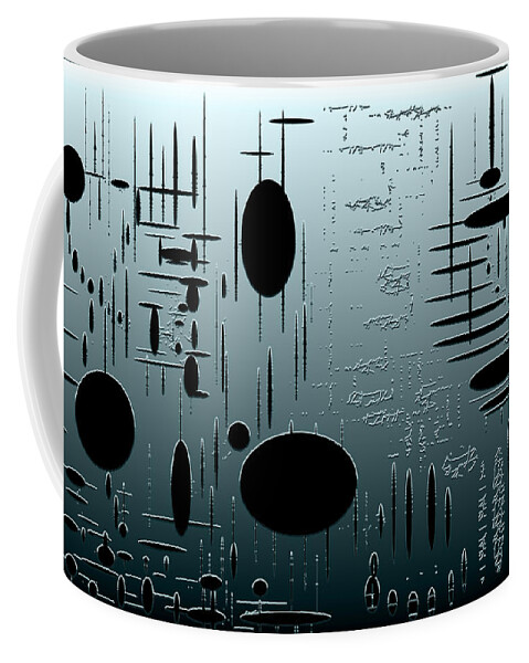 Digital Coffee Mug featuring the digital art Digital Dimension in Aquamarine Series Image 1 by Marie Jamieson