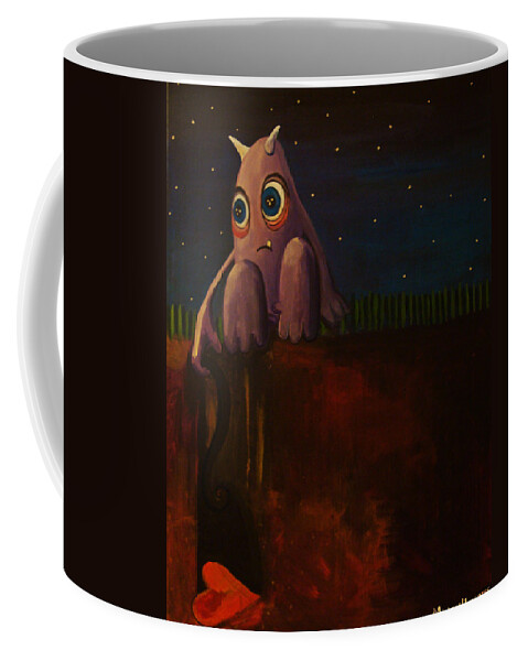 Monster Coffee Mug featuring the painting Disconnecting by Mindy Huntress