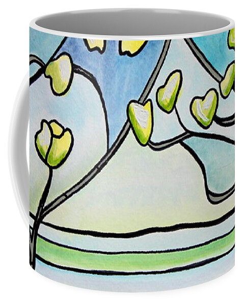Trees Coffee Mug featuring the painting Dogwood Stained Glass I by Elizabeth Robinette Tyndall