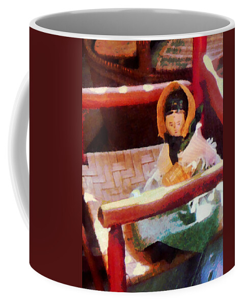 Doll Coffee Mug featuring the photograph Doll on Red Chair by Susan Savad