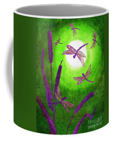 Dragonfly Coffee Mug featuring the digital art Dragonflies in Violet by Laura Iverson