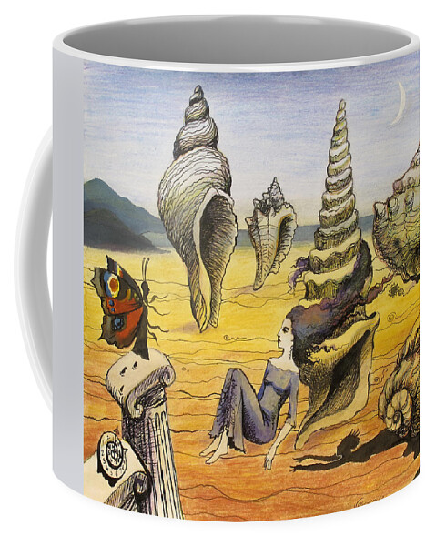 Ocean Coffee Mug featuring the painting Dried-up ocean by Valentina Plishchina