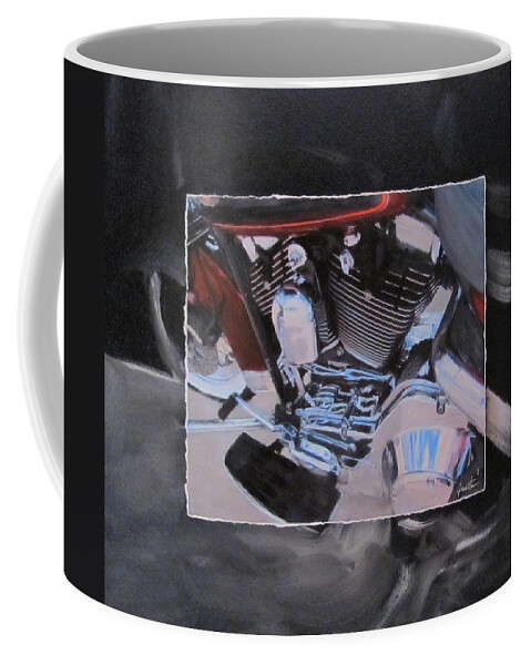 Motorcycle Coffee Mug featuring the mixed media Engine Close up by Anita Burgermeister