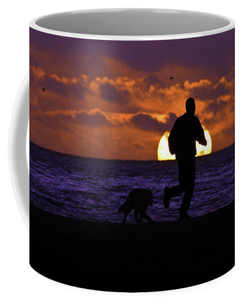 Art Coffee Mug featuring the photograph Evening Run On The Beach by Clayton Bruster