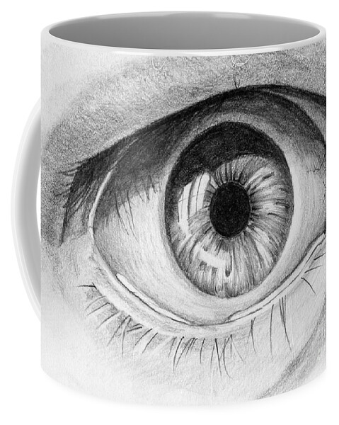 Pencil Coffee Mug featuring the drawing Eye by Bill Richards