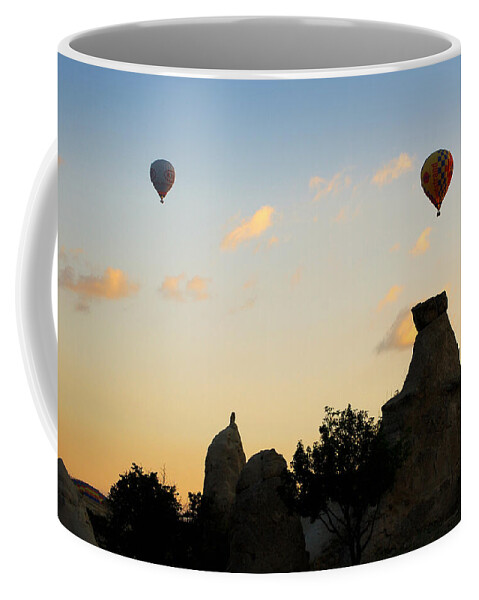 Fairy Chimneys Coffee Mug featuring the photograph Fairy chimneys and balloons by RicardMN Photography