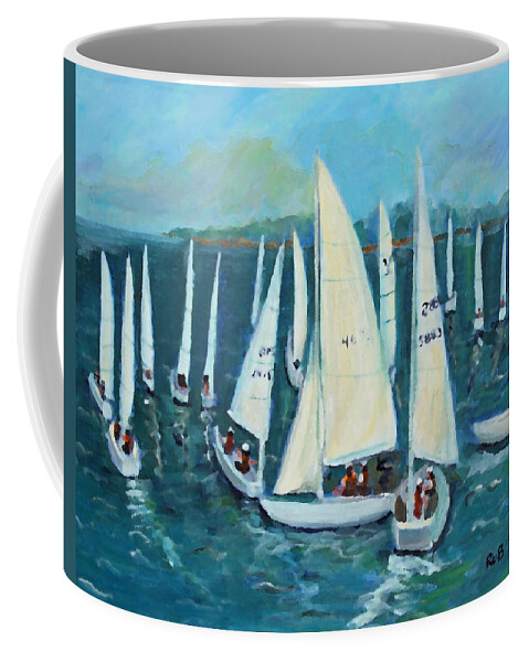 Regatta Coffee Mug featuring the painting Falmouth Regatta by Rita Brown