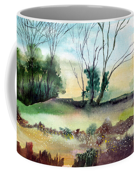 Tree Coffee Mug featuring the painting Far Beyond by Anil Nene