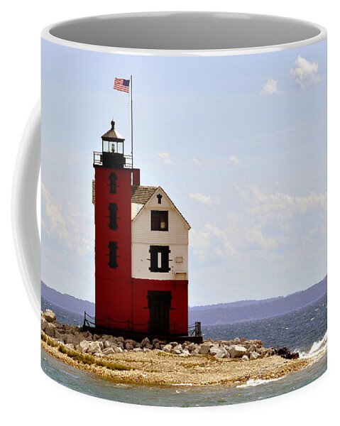 Round Island Light House Coffee Mug featuring the photograph Round Island Light House Mackinac island Michigan by Marysue Ryan