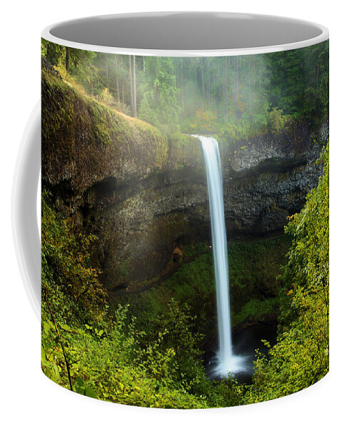 Silver Falls State Park Coffee Mug featuring the photograph Fog Over The Falls by Adam Jewell