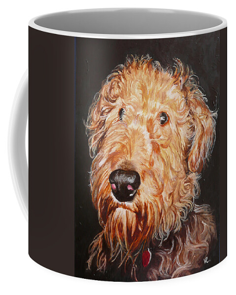 Puppy Coffee Mug featuring the painting Fonzie by Vic Ritchey