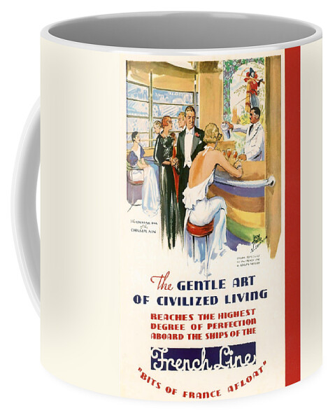 Cruise Coffee Mug featuring the digital art French Line by Georgia Clare