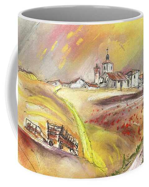 Spain Coffee Mug featuring the painting Fuente del Cuellar in Spain by Miki De Goodaboom