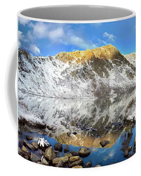 00175170 Coffee Mug featuring the photograph Geissler Mountain Reflected In Linkins by Tim Fitzharris