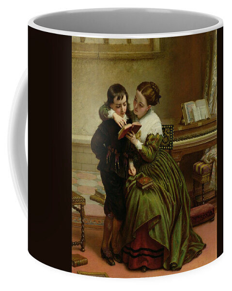 Pianoforte; Reading; Piano; Books; Music; 1593-1633; C17th; Poet Coffee Mug featuring the painting George Herbert and His Mother by Charles West Cope