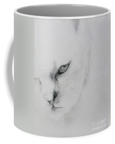 Cat Coffee Mug featuring the drawing Ghost Cat by Rory Siegel