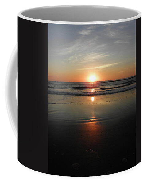 Sunrise Coffee Mug featuring the photograph Glowing From Sky Too Beach by Kim Galluzzo