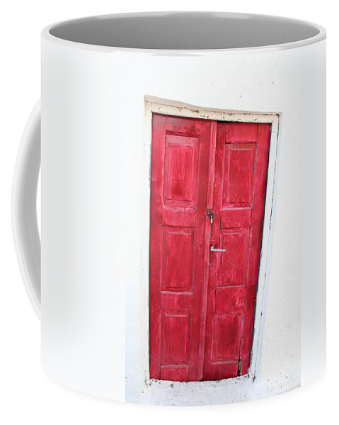 Greece Coffee Mug featuring the photograph Greek Door by La Dolce Vita