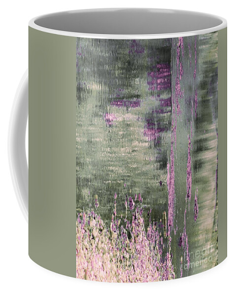 Abstract Coffee Mug featuring the digital art Green and Pink Impressions by Patty Vicknair