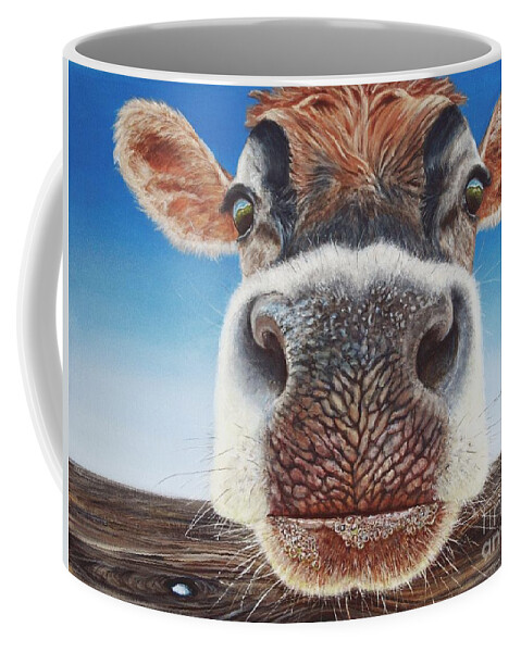 Cow Coffee Mug featuring the painting Greener Pastures by Greg and Linda Halom