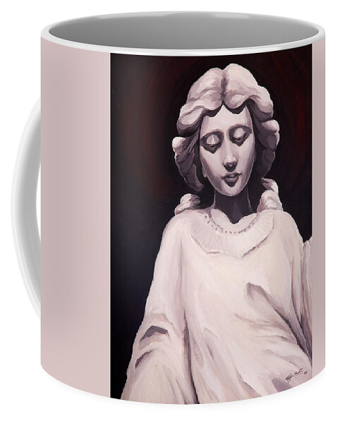 Spiritual Art Coffee Mug featuring the painting Guardian of Another Time by Lucy West
