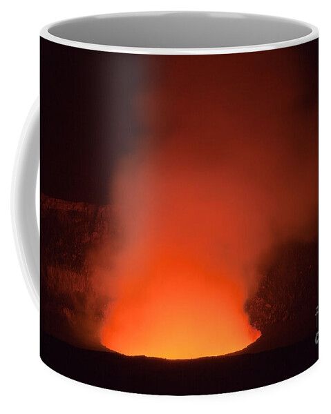 Active Volcano Coffee Mug featuring the photograph Halemaumau Crater Erupting by Greg Dimijian