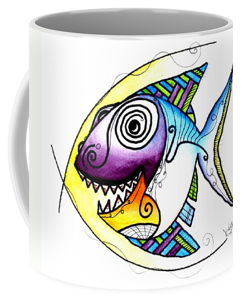 Fish Coffee Mug featuring the painting Happy Happy Fish by J Vincent Scarpace