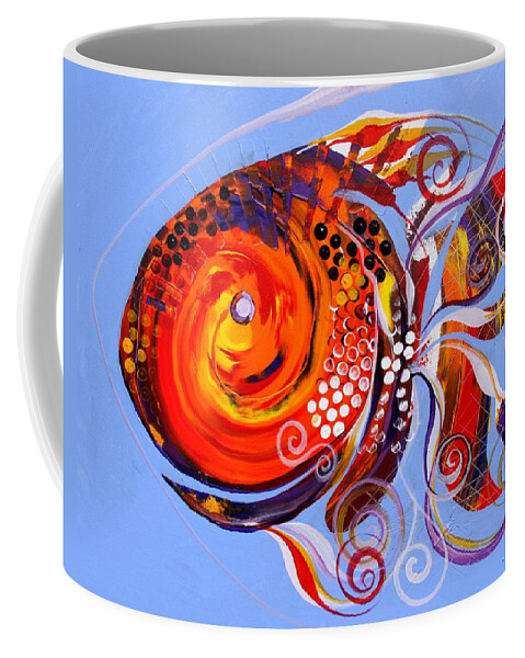 Fish Paintings Coffee Mug featuring the painting Happy Rainbow Fish by J Vincent Scarpace
