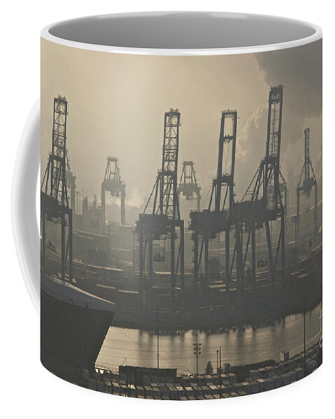 Photography Coffee Mug featuring the photograph Harbor Cranes by Sean Griffin