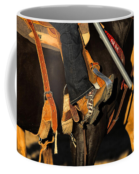 Rodeo Coffee Mug featuring the photograph Her Spurs by Edward R Wisell