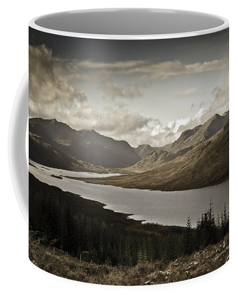 Highlands Coffee Mug featuring the photograph Highland view Loch Loyne aged by Gary Eason