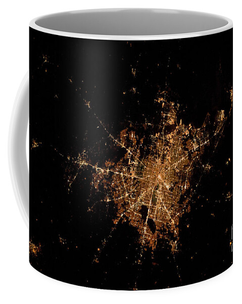 Aerial View Coffee Mug featuring the photograph Houston, Texas At Night by NASA/Science Source