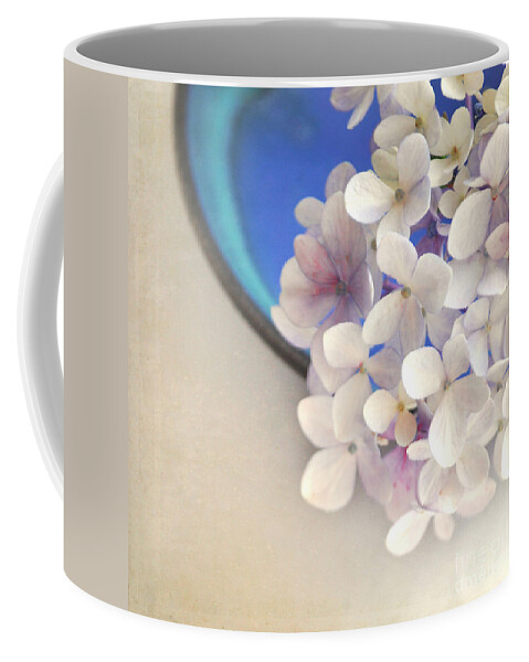 Hydrangeas Coffee Mug featuring the photograph Hydrangeas in blue bowl by Lyn Randle
