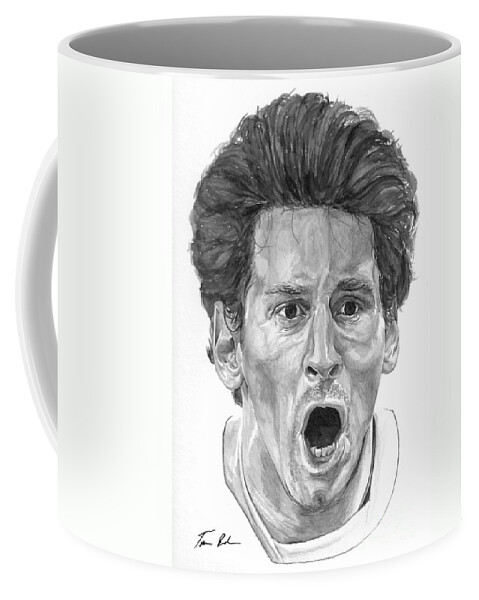 Soccer Coffee Mug featuring the painting Intensity Lionel Messi by Tamir Barkan
