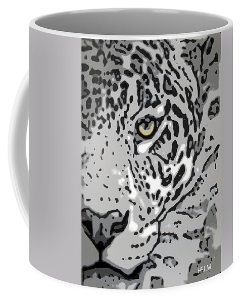  Leopard Drawings Coffee Mug featuring the digital art Jaguar smoke by Mayhem Mediums
