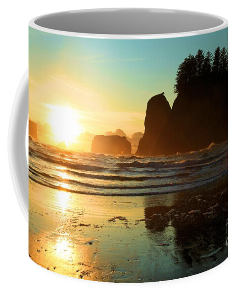 Olympic National Park Second Beach Coffee Mug featuring the photograph La Push Sunset by Adam Jewell