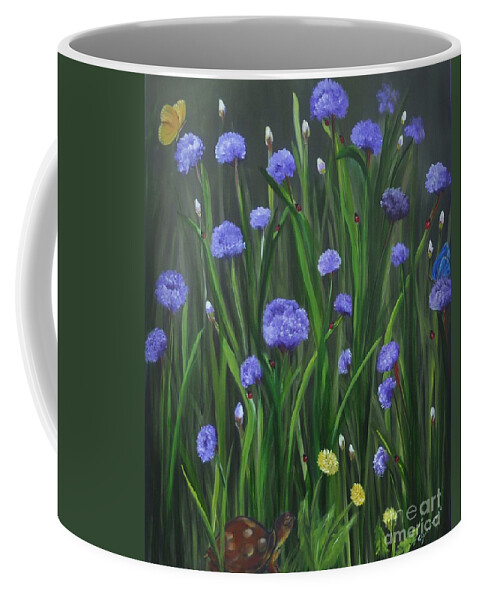 Garden Coffee Mug featuring the painting Ladybug Lunch by Carol Sweetwood