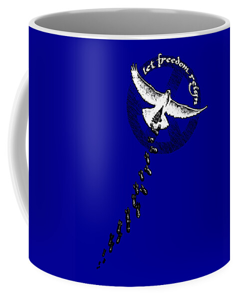 Dove Coffee Mug featuring the mixed media Let Freedom Reign by Tony Koehl