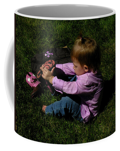 Child Coffee Mug featuring the painting Let's Try Mine by Adam Vance