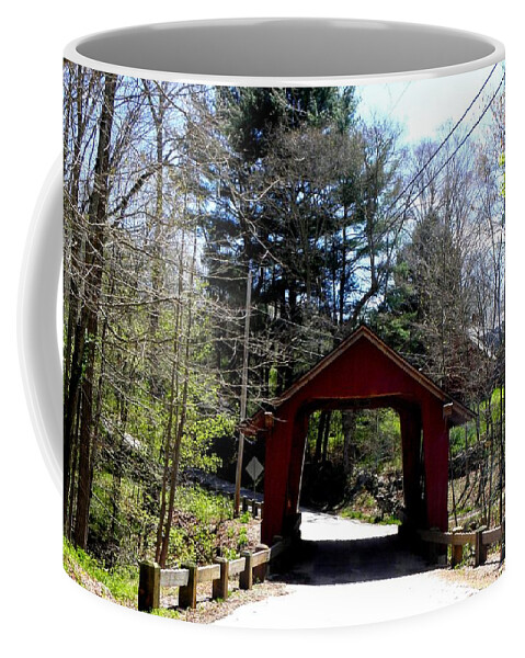 Red Covered Bridge Coffee Mug featuring the photograph Levis Mill Blackwell Brook and Bridge by Kim Galluzzo Wozniak