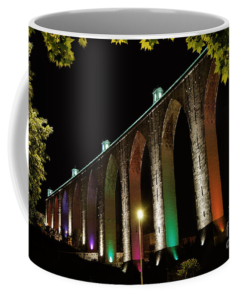 Portugal Coffee Mug featuring the photograph Lisbon historic aqueduct by night by Carlos Alkmin