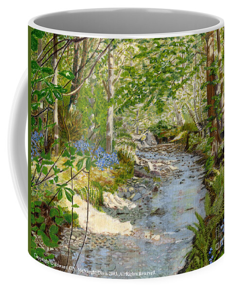 Bluebell Woodland Stream Welsh Landscapes Coffee Mug featuring the painting Bluebell Woodland Stream Welsh Landscapes by Edward McNaught-Davis