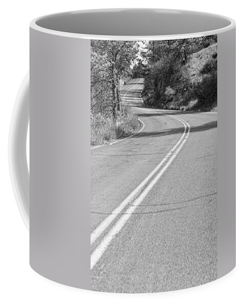 Roads Coffee Mug featuring the photograph Long and Winding Road BW by James BO Insogna